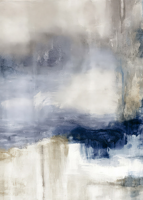 Opera astratta blu e beige con texture soffice