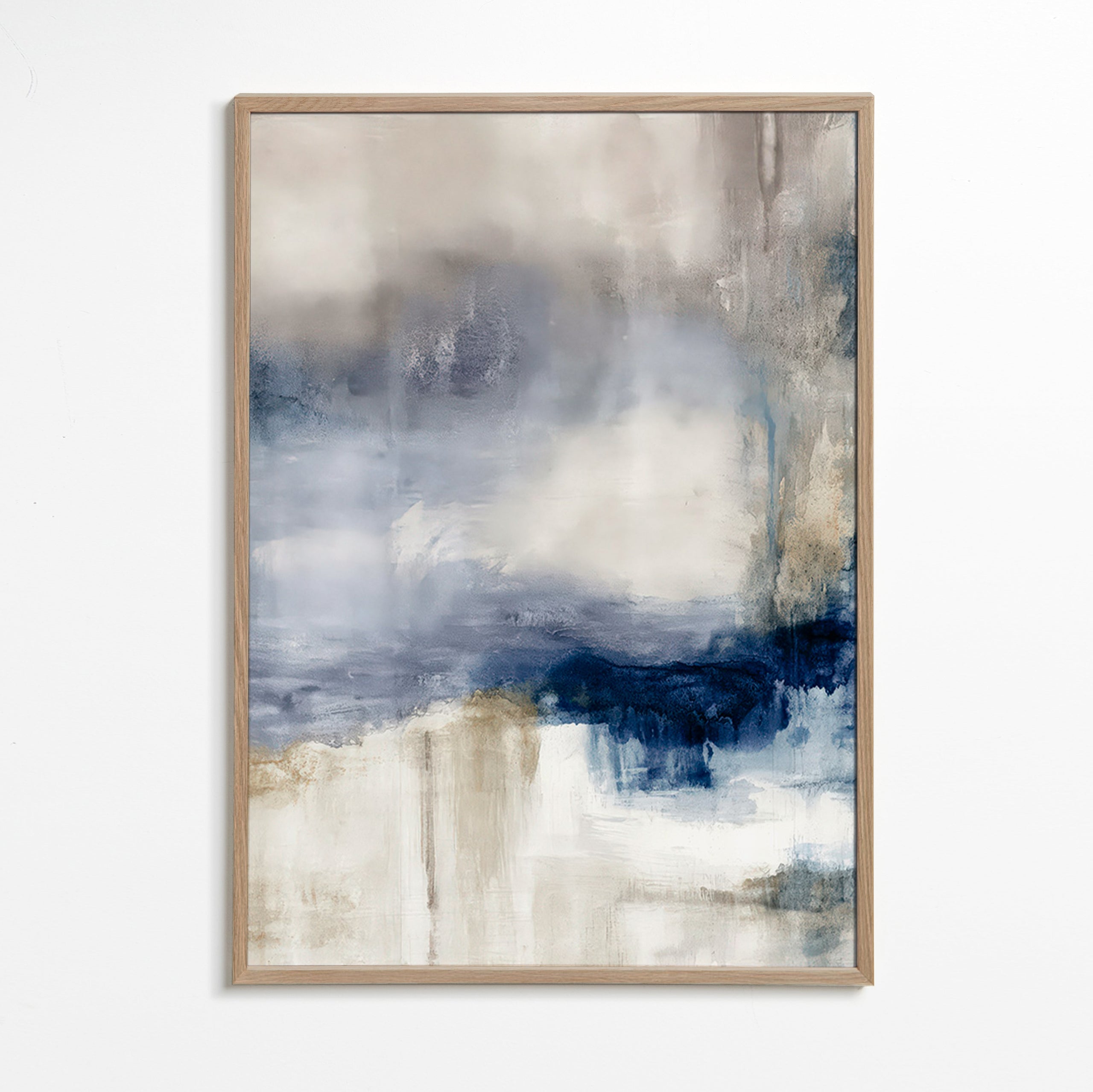 Opera astratta blu e beige con texture soffice