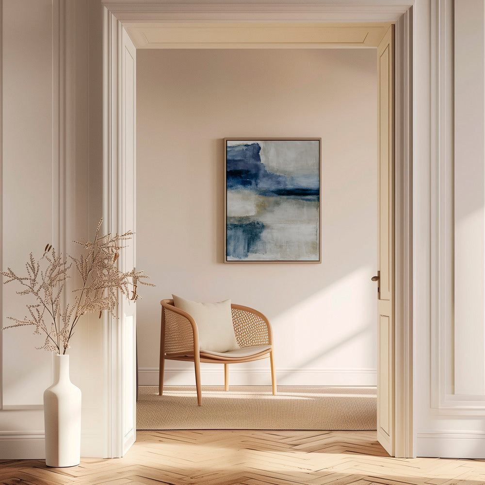 Quadro astratto: lago e nebbia