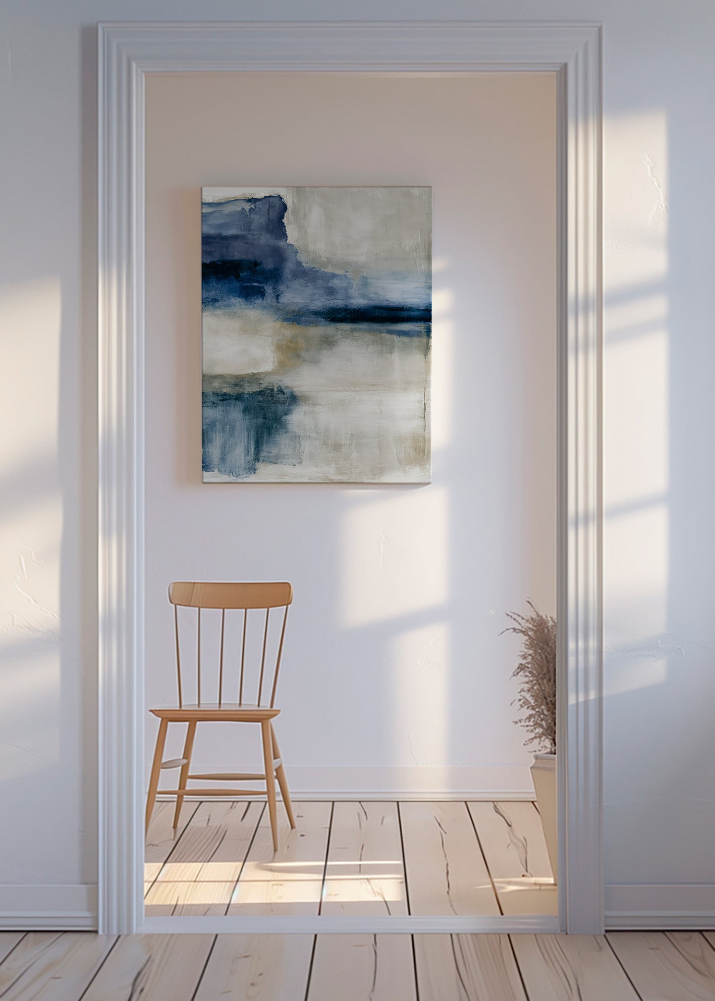 Quadro astratto: lago e nebbia
