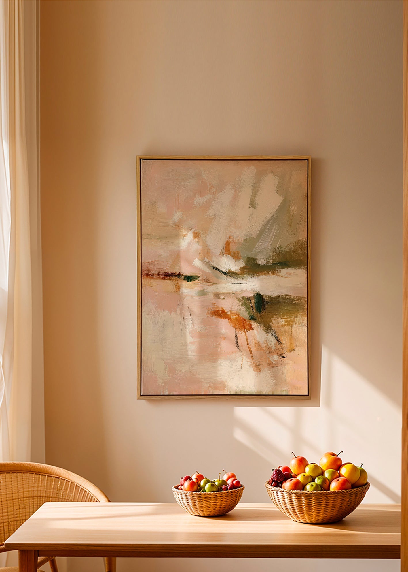 Quadro astratto petali soffici e gesto pittorico