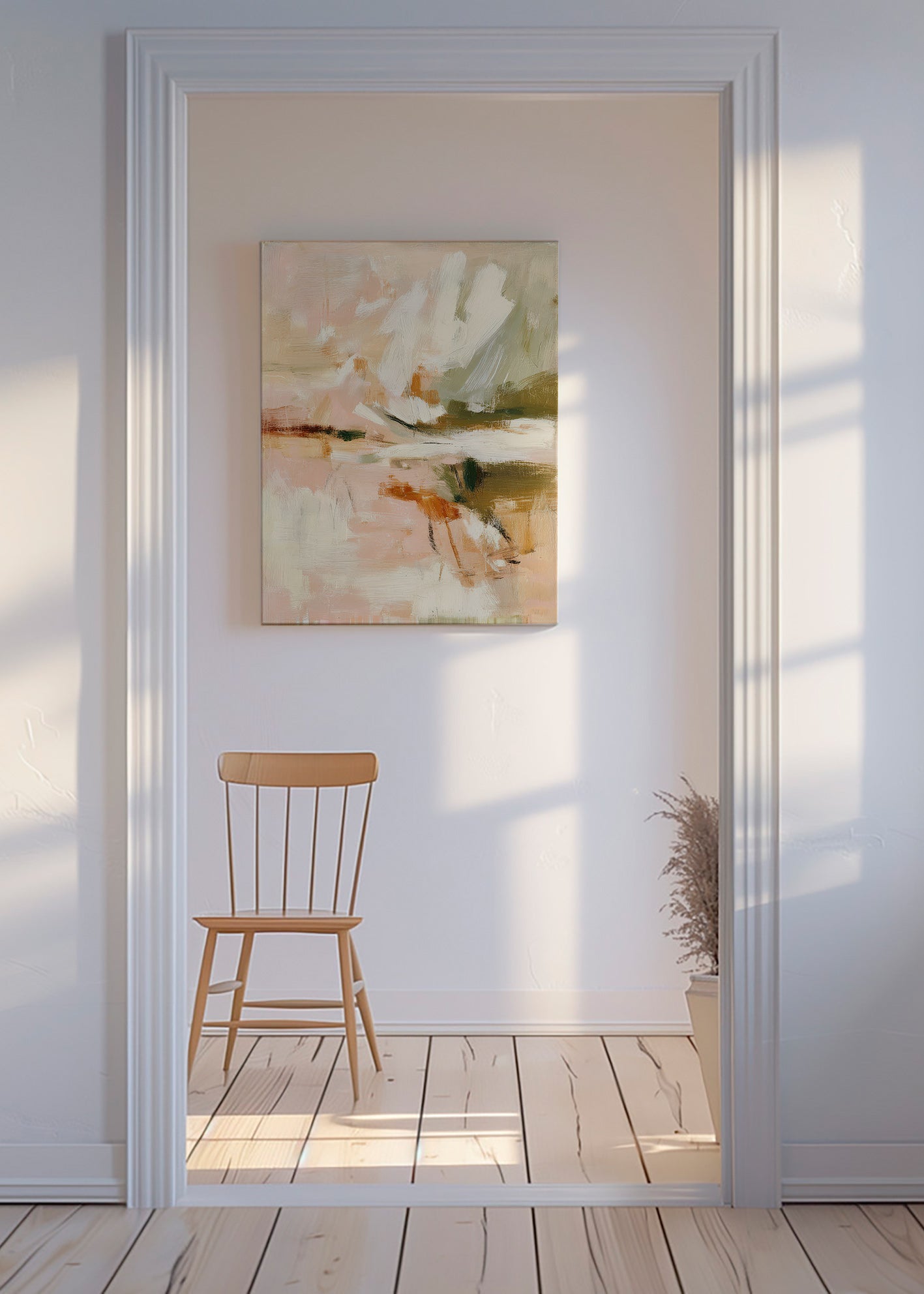 Quadro astratto petali soffici e gesto pittorico