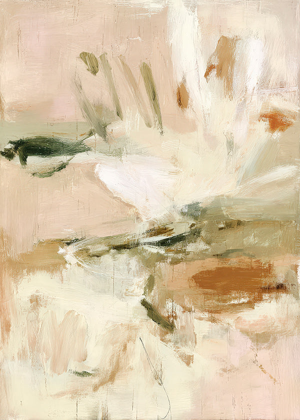 Stampa botanica astratta in rosa e beige