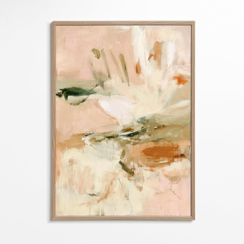 Stampa botanica astratta in rosa e beige