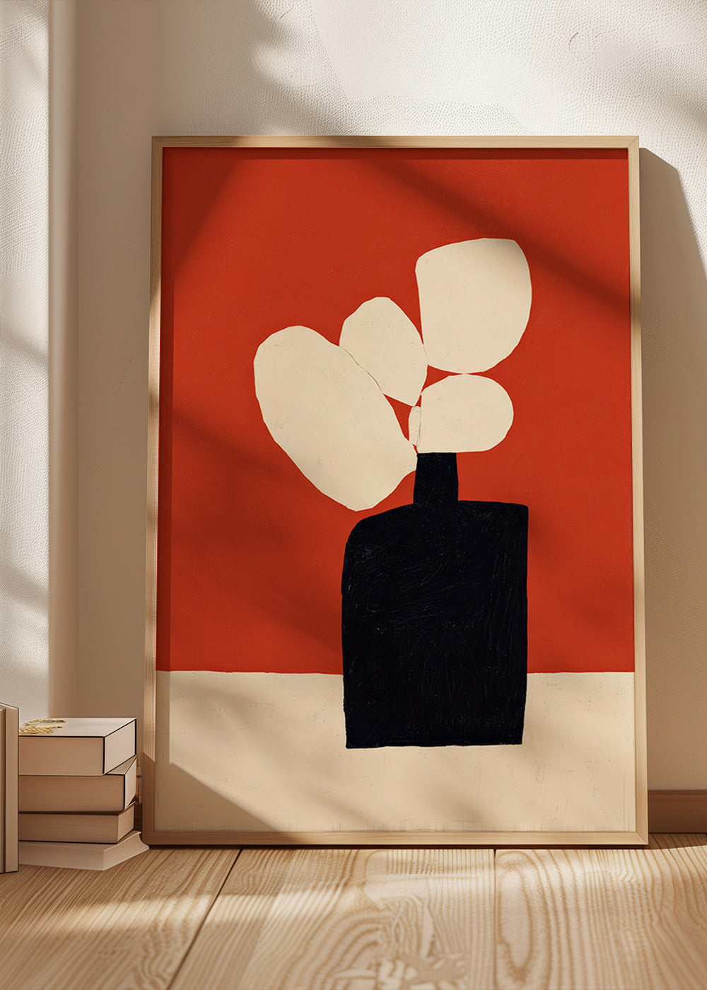 Stampa botanica con vaso nero