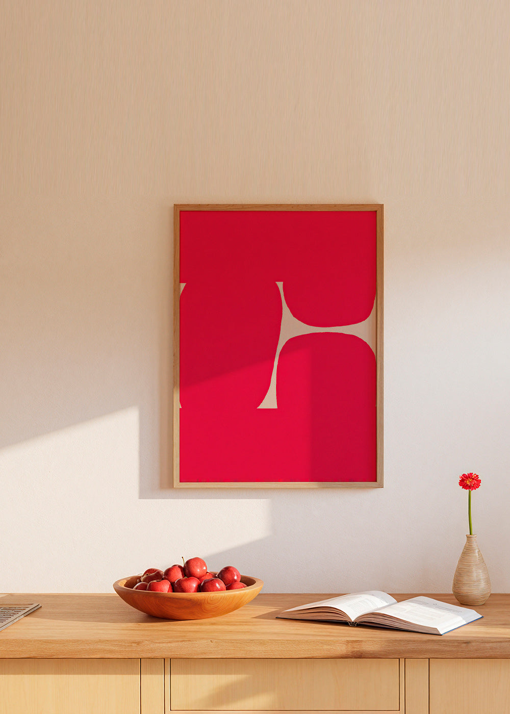 Quadro astratto Curva cremisi