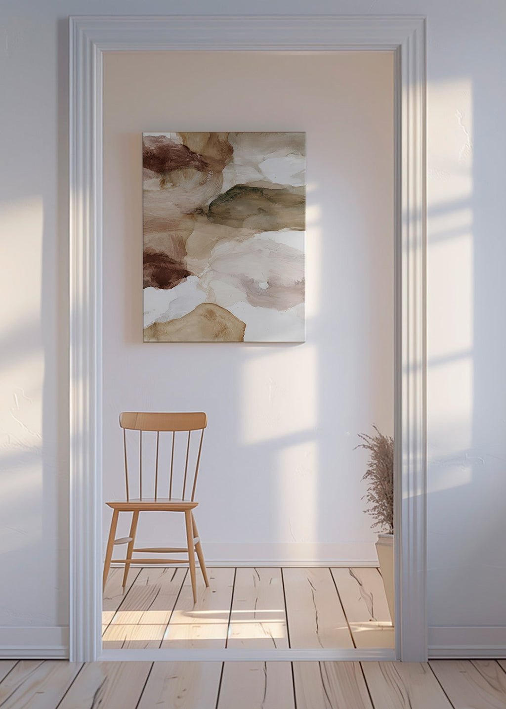 Quadro astratto toni terra e pennellate morbide