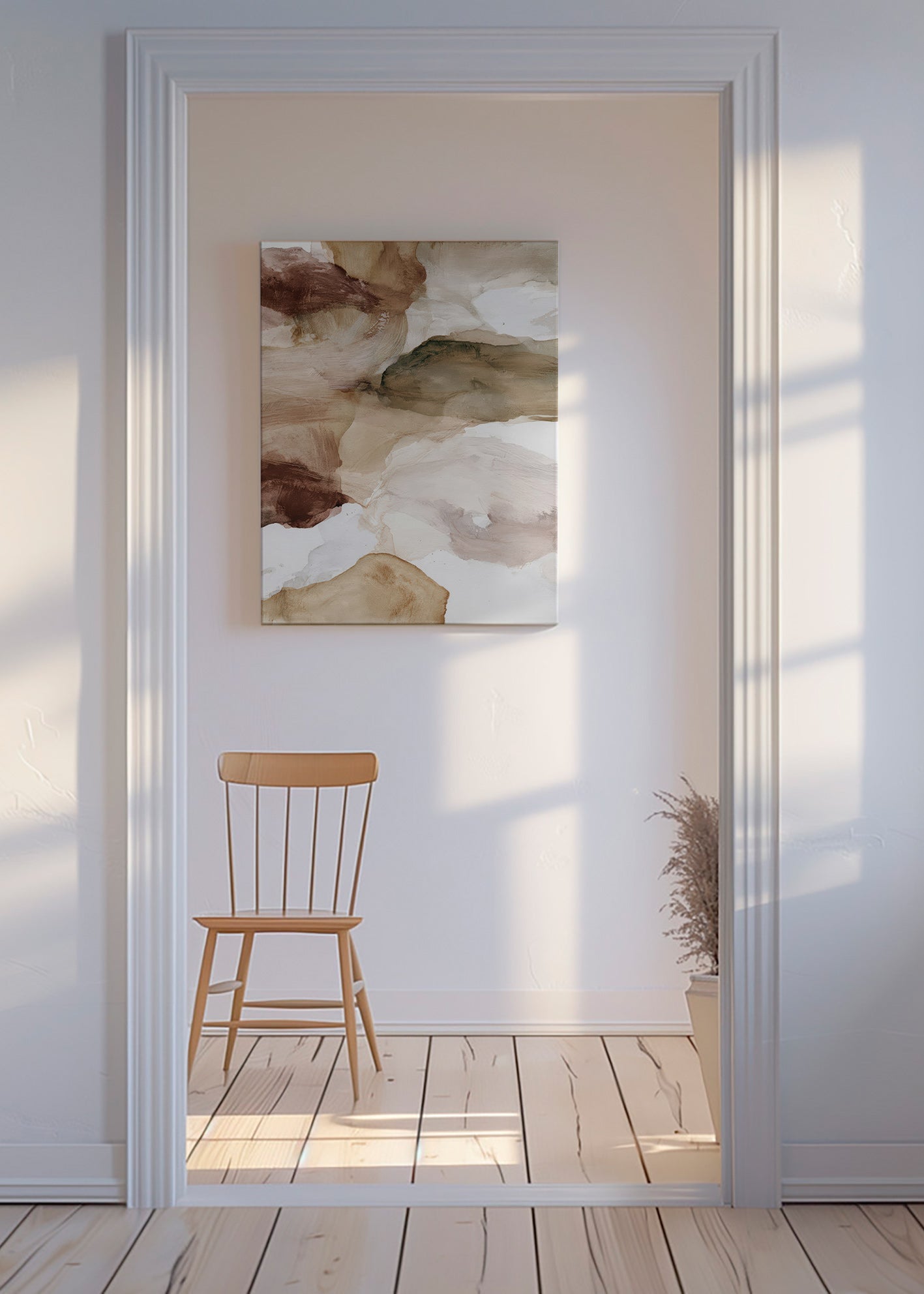 Quadro astratto toni terra e pennellate morbide