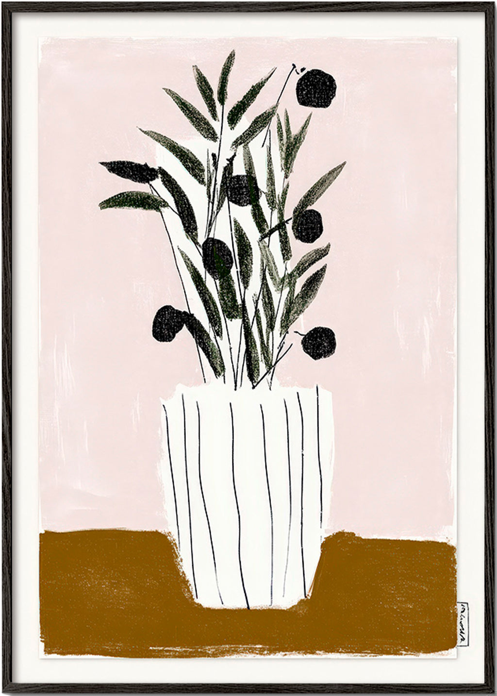 Stampa botanica con rami d'olivo