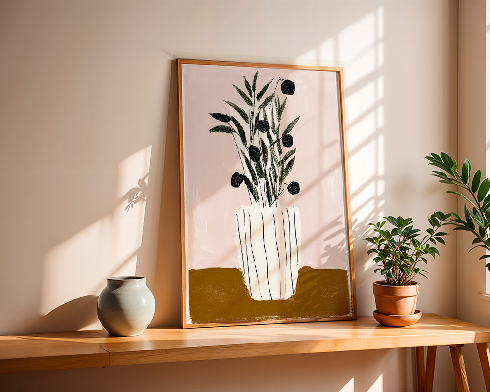 Stampa botanica con rami d'olivo