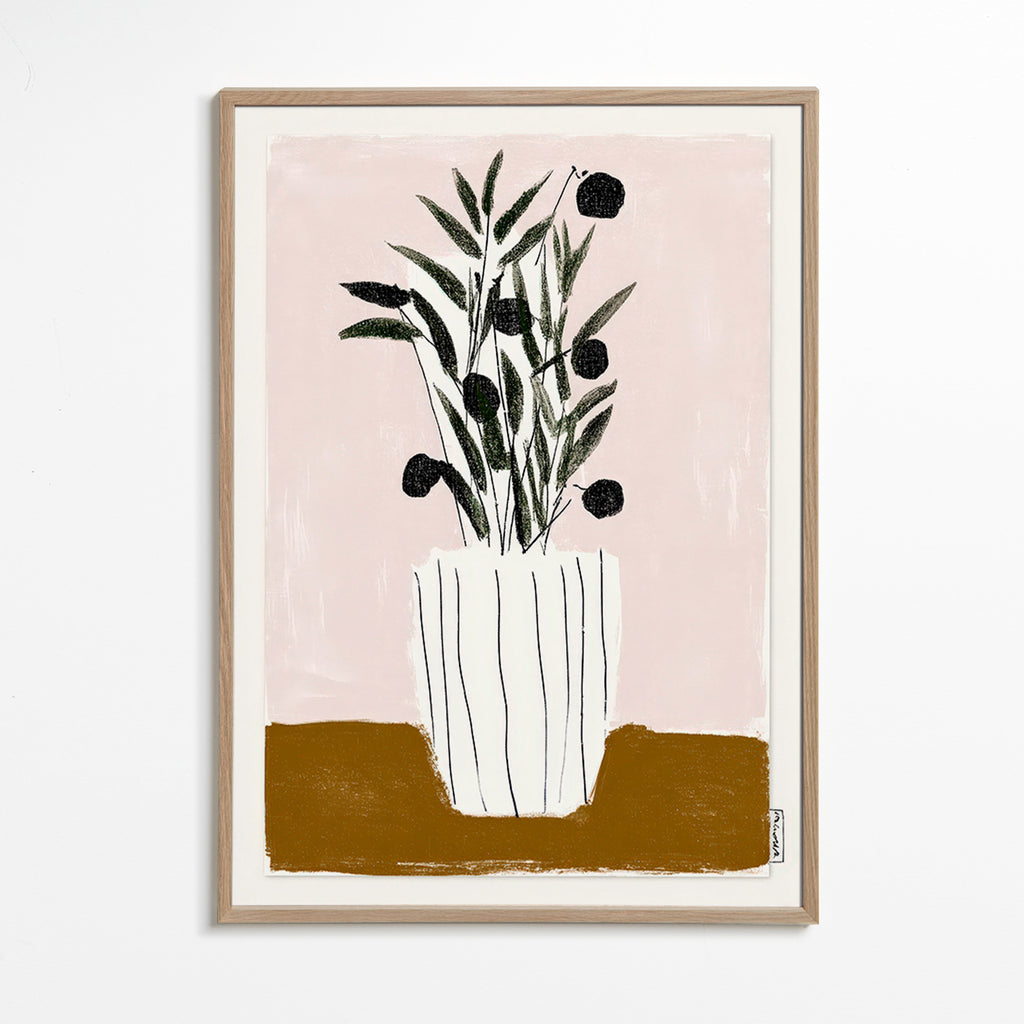 Stampa botanica con rami d'olivo