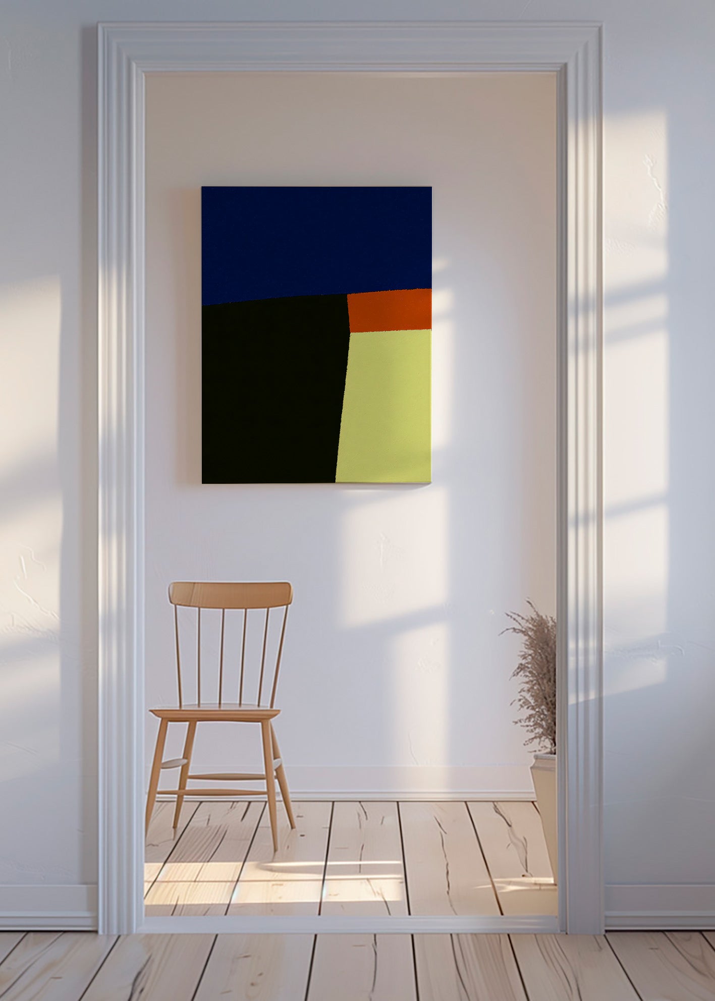 Opera astratta con blocchi blu decisi