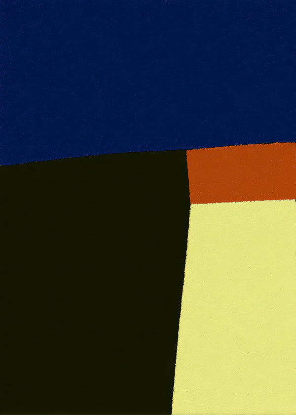 Opera astratta con blocchi blu decisi