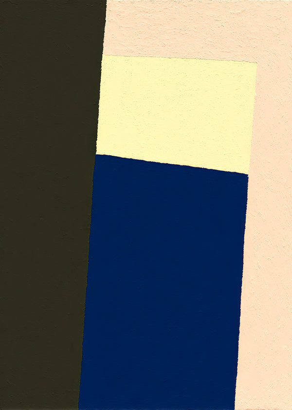 Quadro geometrico con blocco blu verticale