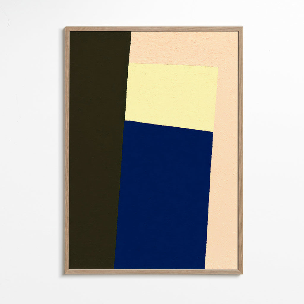 Quadro geometrico con blocco blu verticale