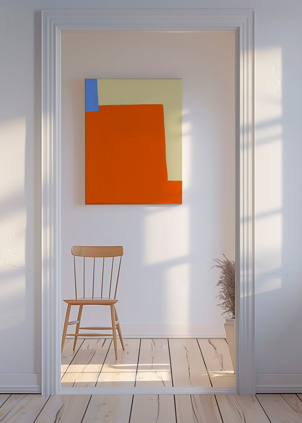 Quadro astratto con blocchi arancioni