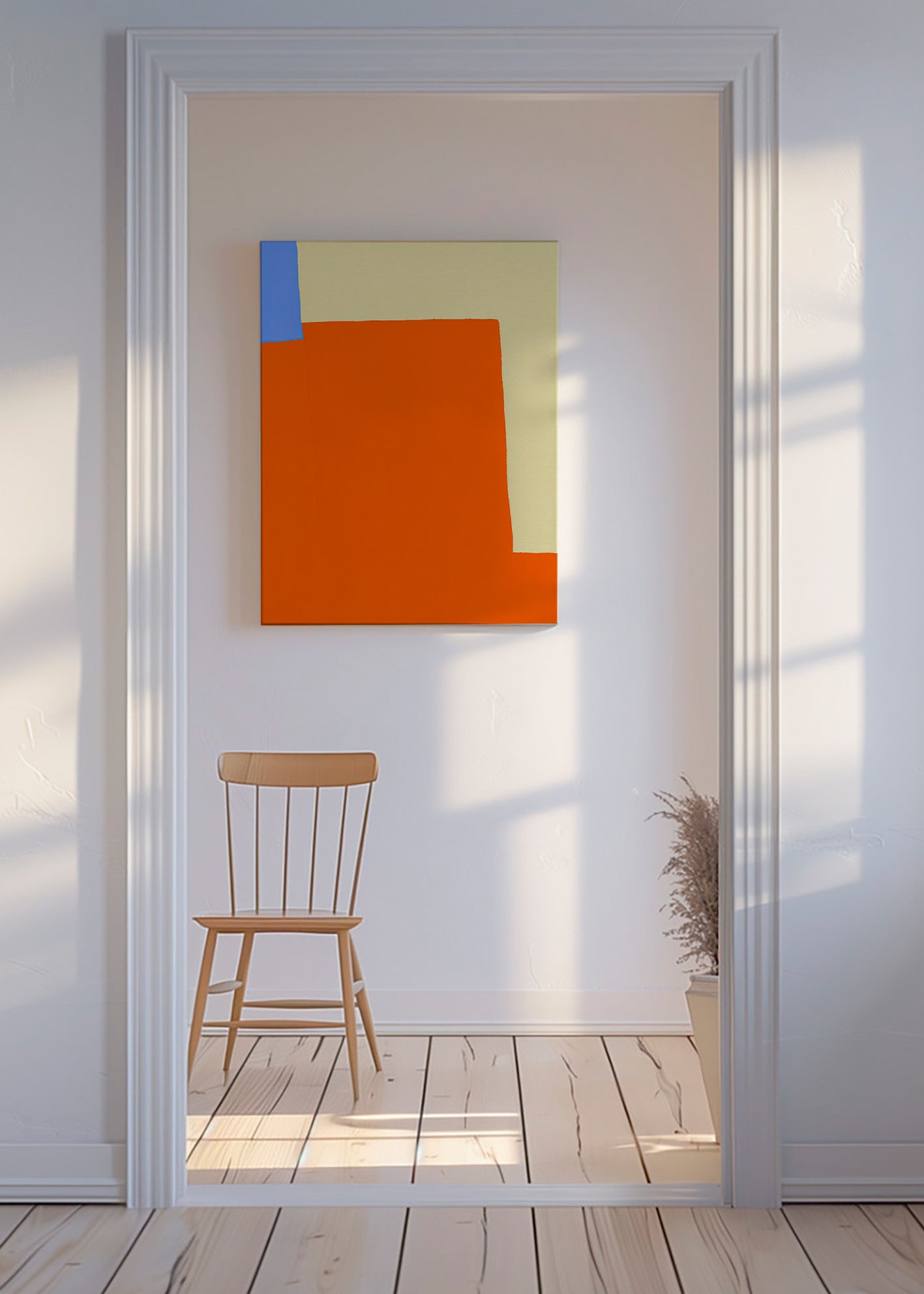 Quadro astratto con blocchi arancioni