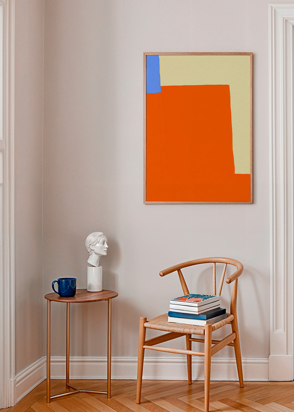 Quadro astratto con blocchi arancioni