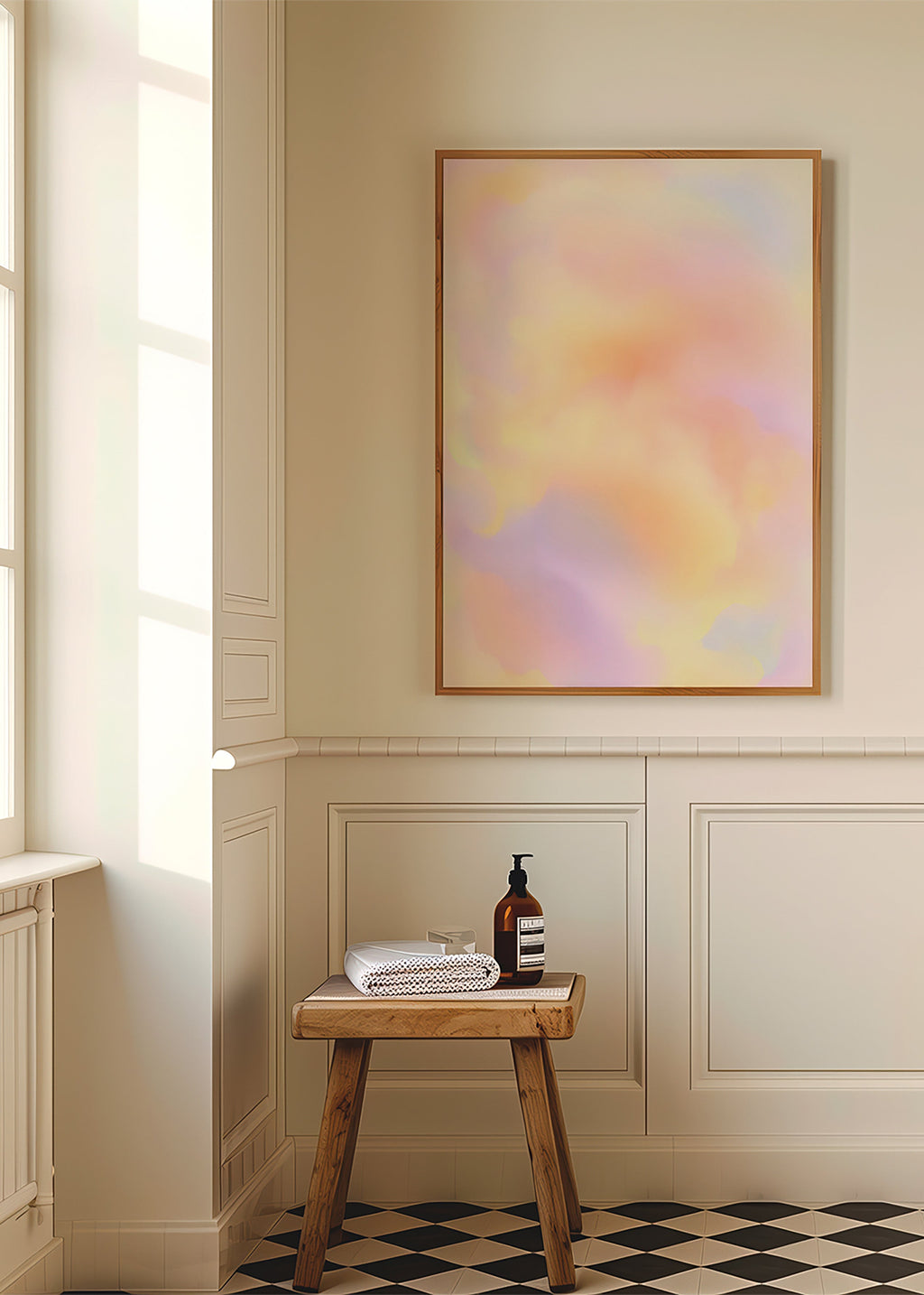 Quadro astratto nuvole in toni pastello