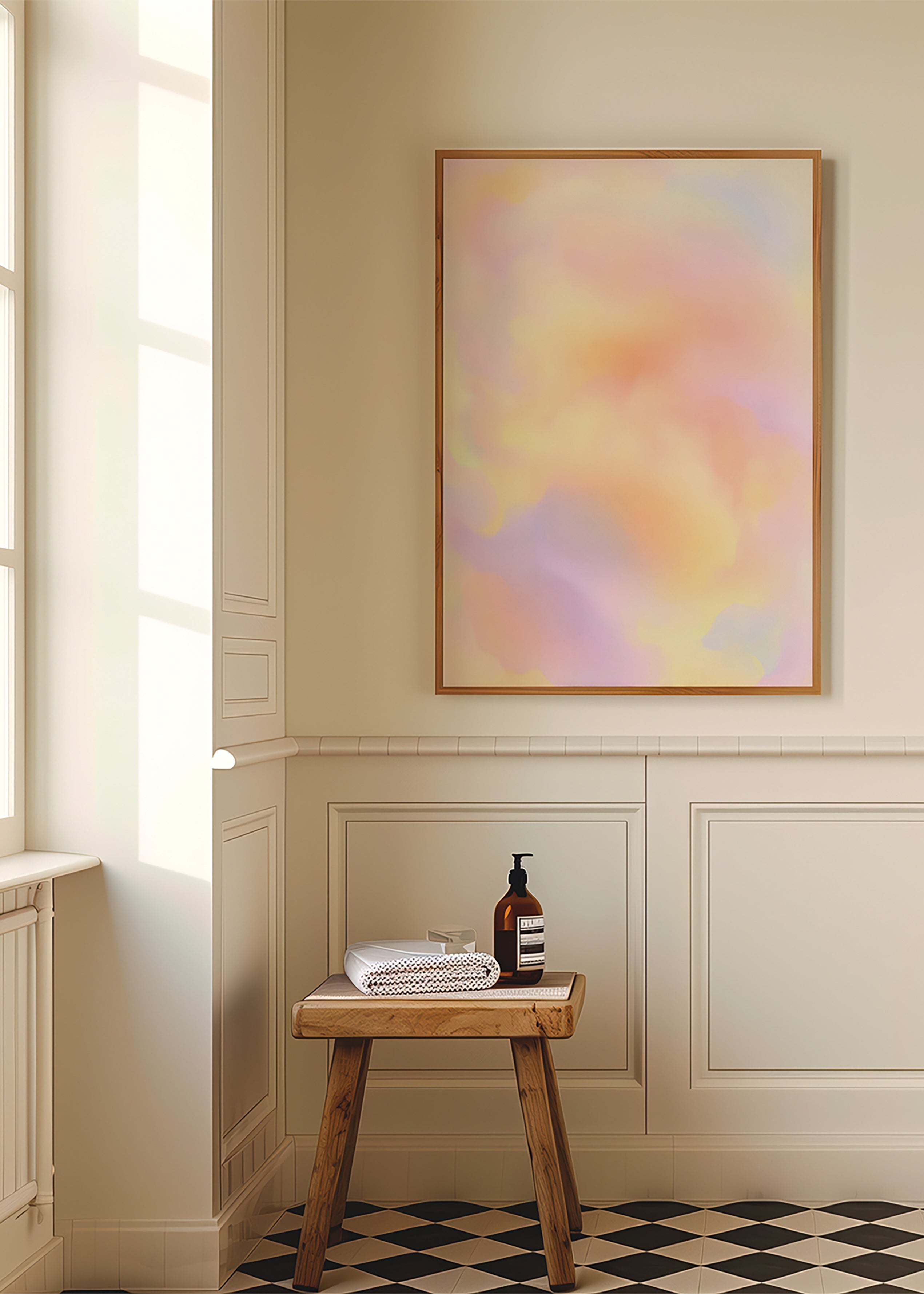 Quadro astratto nuvole in toni pastello