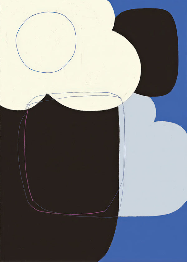 Quadro astratto con forme organiche blu