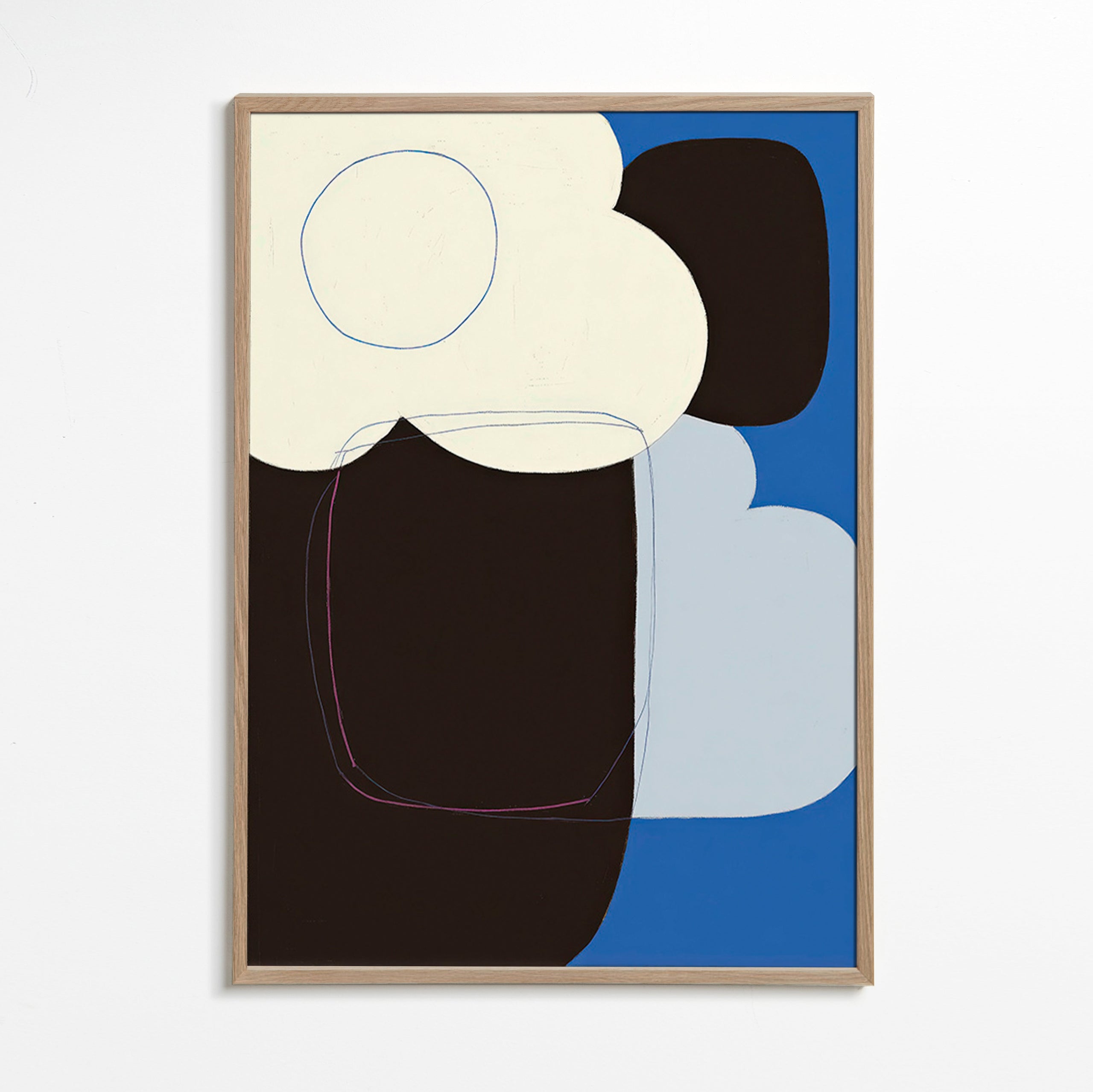 Quadro astratto con forme organiche blu