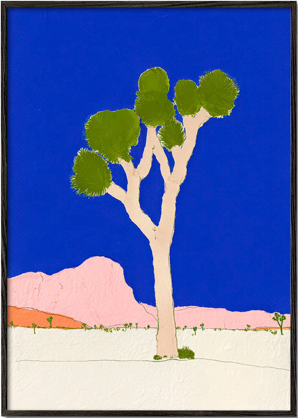 Arte paesaggistico: albero del deserto su cielo blu vivido