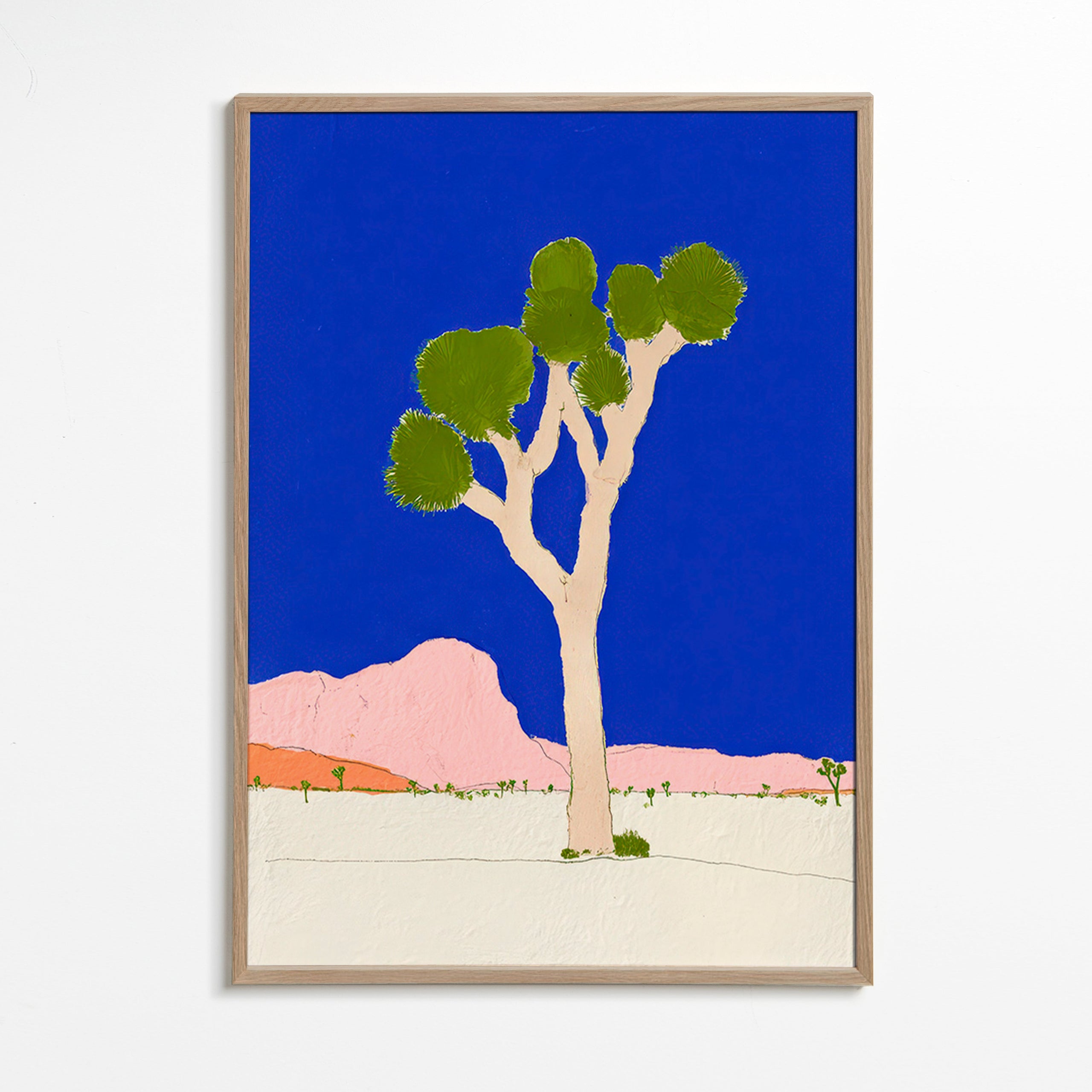 Arte paesaggistico: albero del deserto su cielo blu vivido