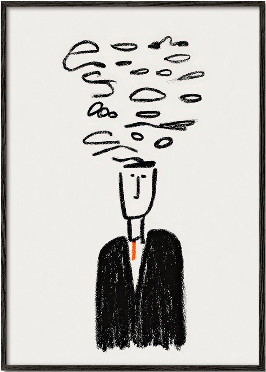 Illustrazione minimalista di una figura con fumo