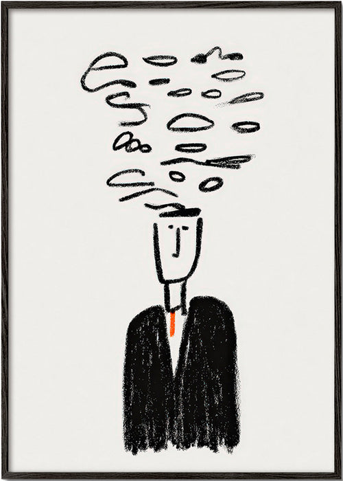 Illustrazione minimalista di una figura con fumo