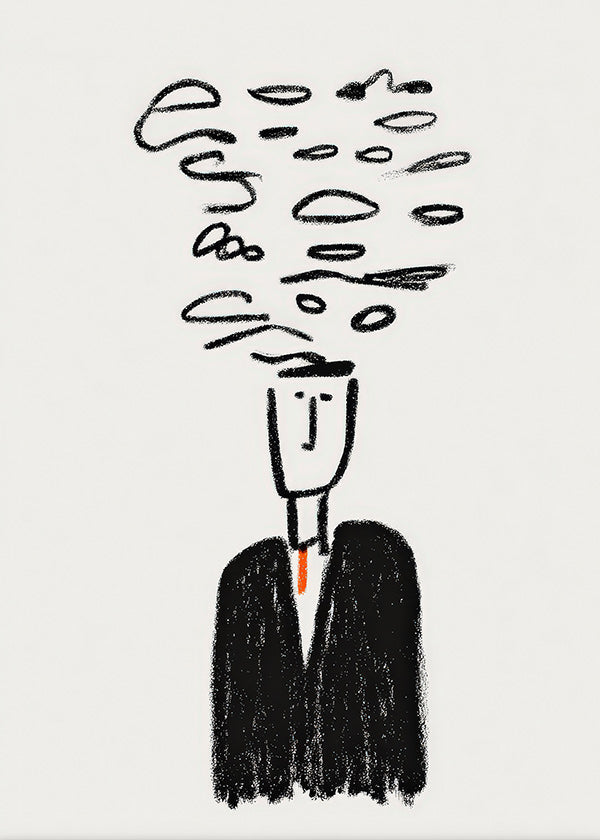 Illustrazione minimalista di una figura con fumo