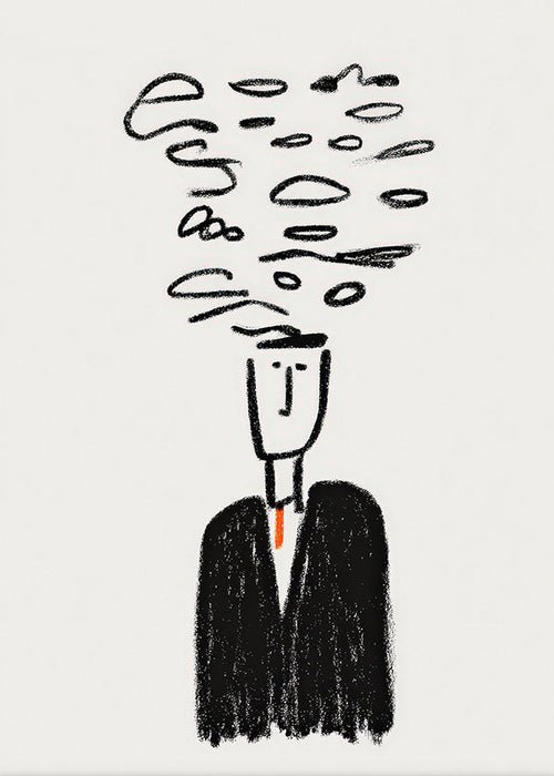 Illustrazione minimalista di una figura con fumo