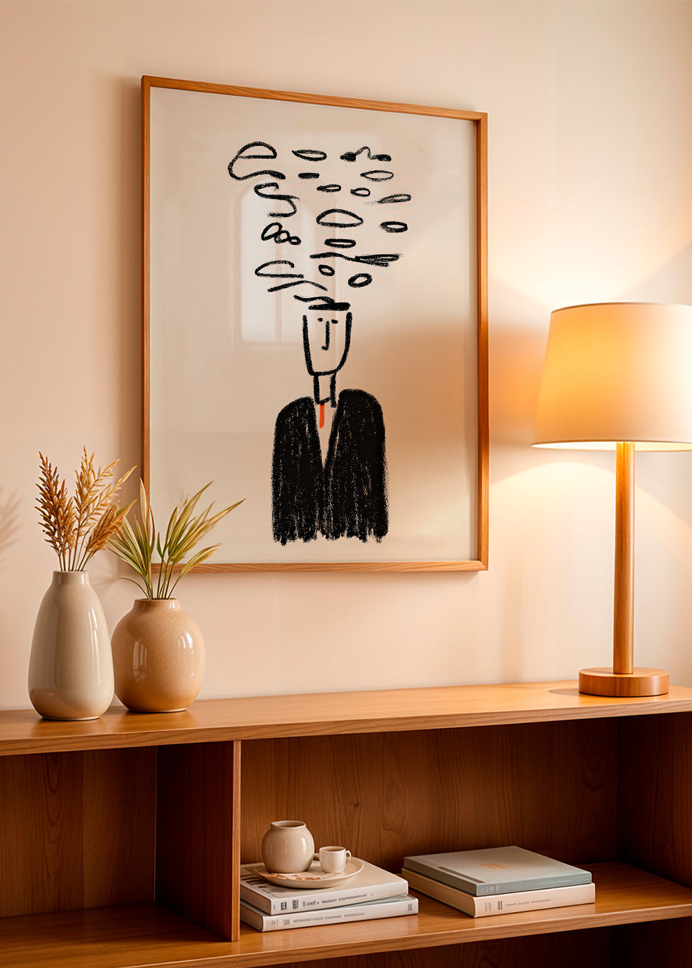Illustrazione minimalista di una figura con fumo