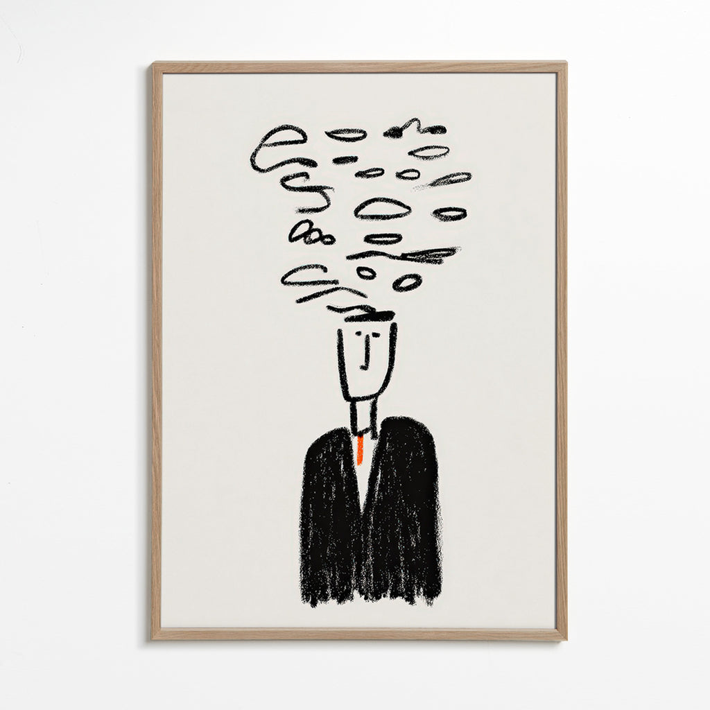 Illustrazione minimalista di una figura con fumo