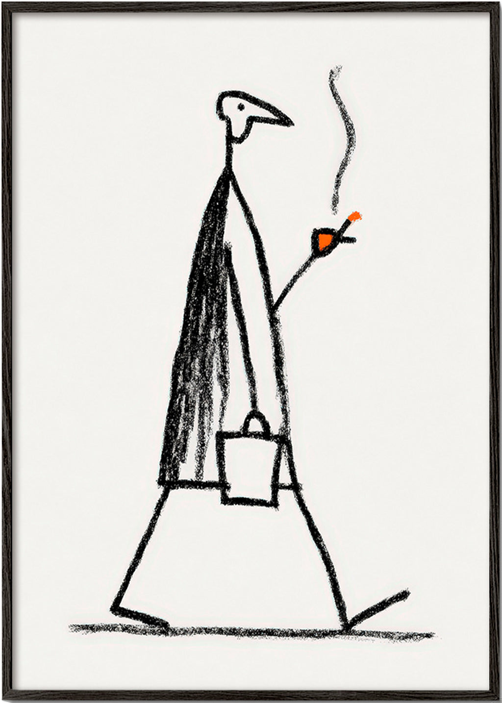 Illustrazione minimalista di figura che fuma