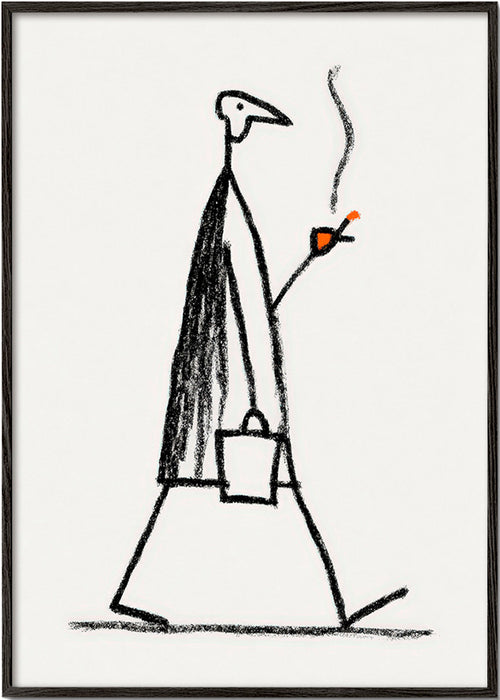 Illustrazione minimalista di figura che fuma