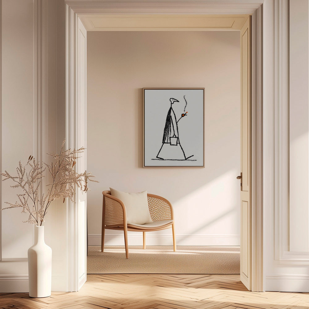 Illustrazione minimalista di figura che fuma