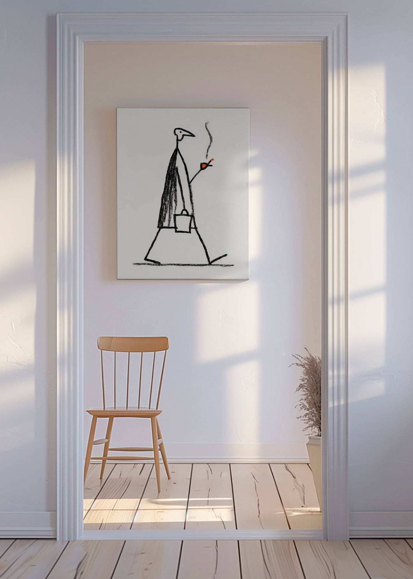 Illustrazione minimalista di figura che fuma