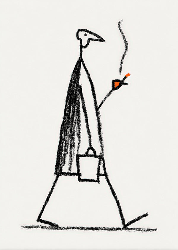 Illustrazione minimalista di figura che fuma