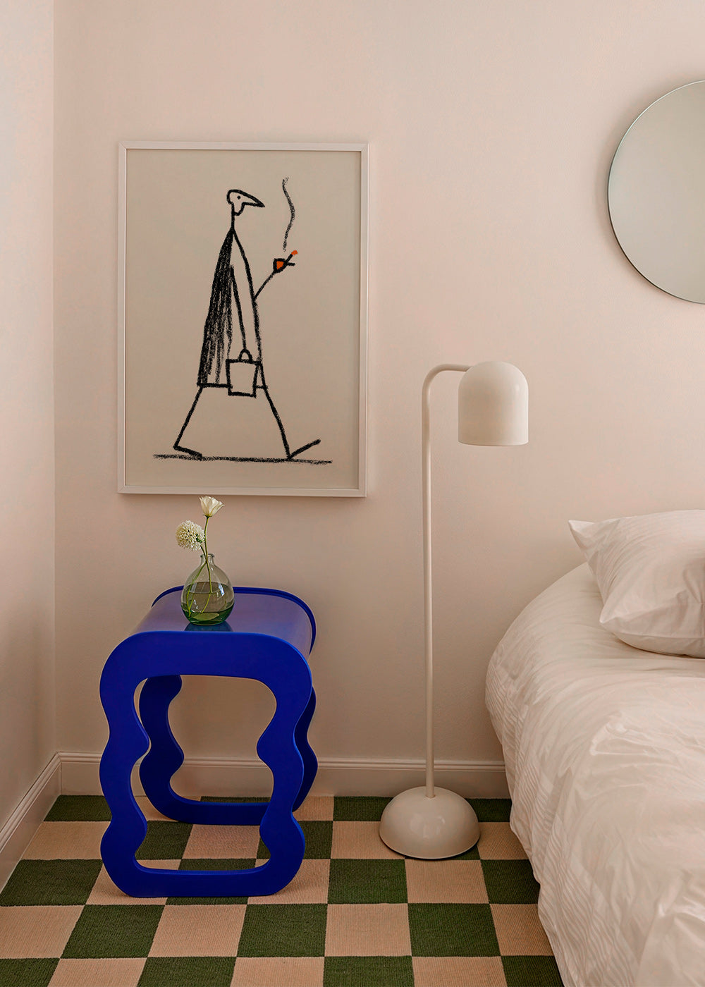 Illustrazione minimalista di figura che fuma