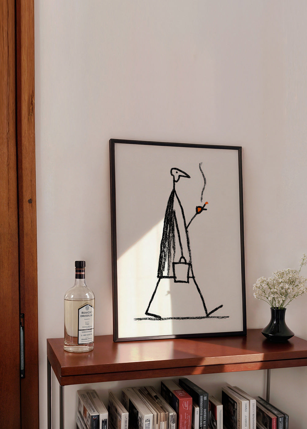 Illustrazione minimalista di figura che fuma