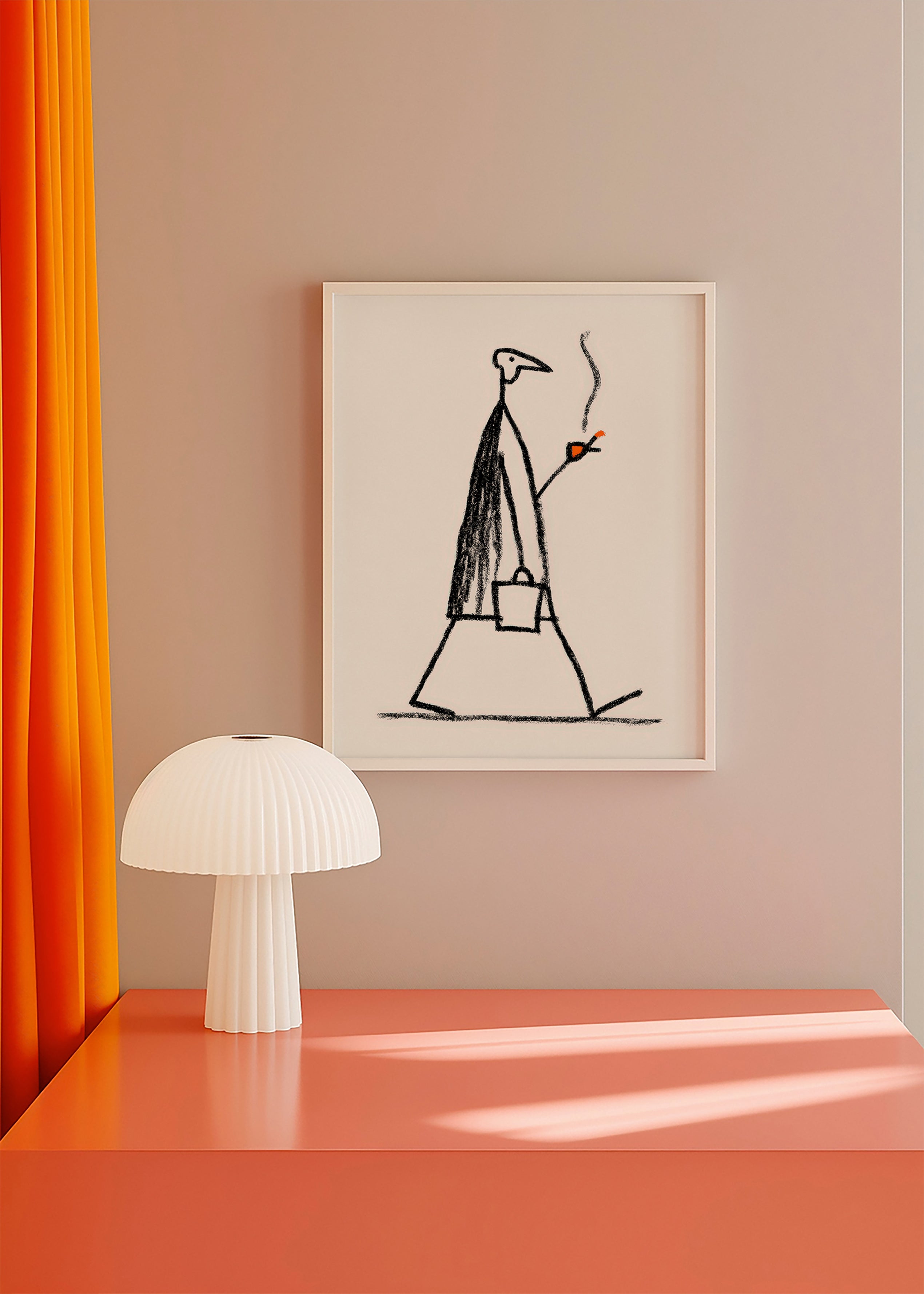 Illustrazione minimalista di figura che fuma