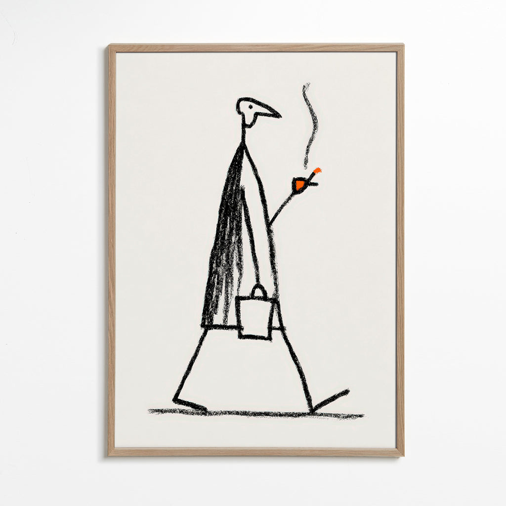 Illustrazione minimalista di figura che fuma