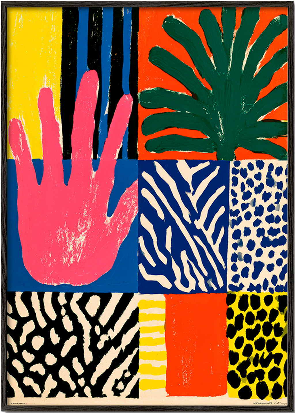 Stampa botanica con mano grafica e trame