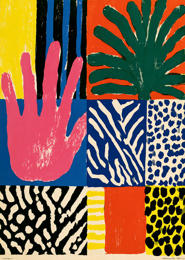 Stampa botanica con mano grafica e trame