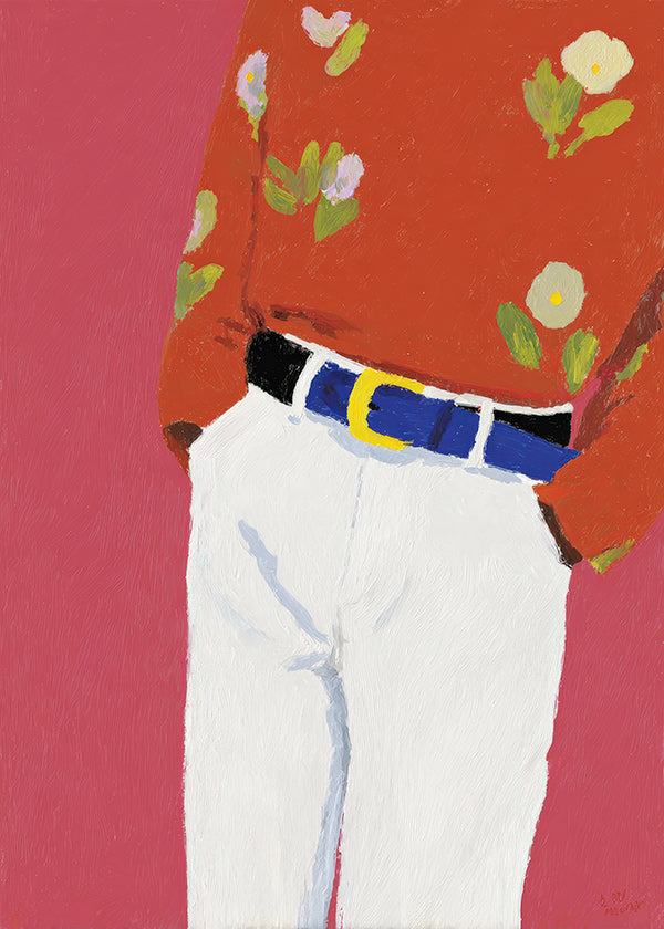 Illustrazione torso con camicia floreale su sfondo rosa
