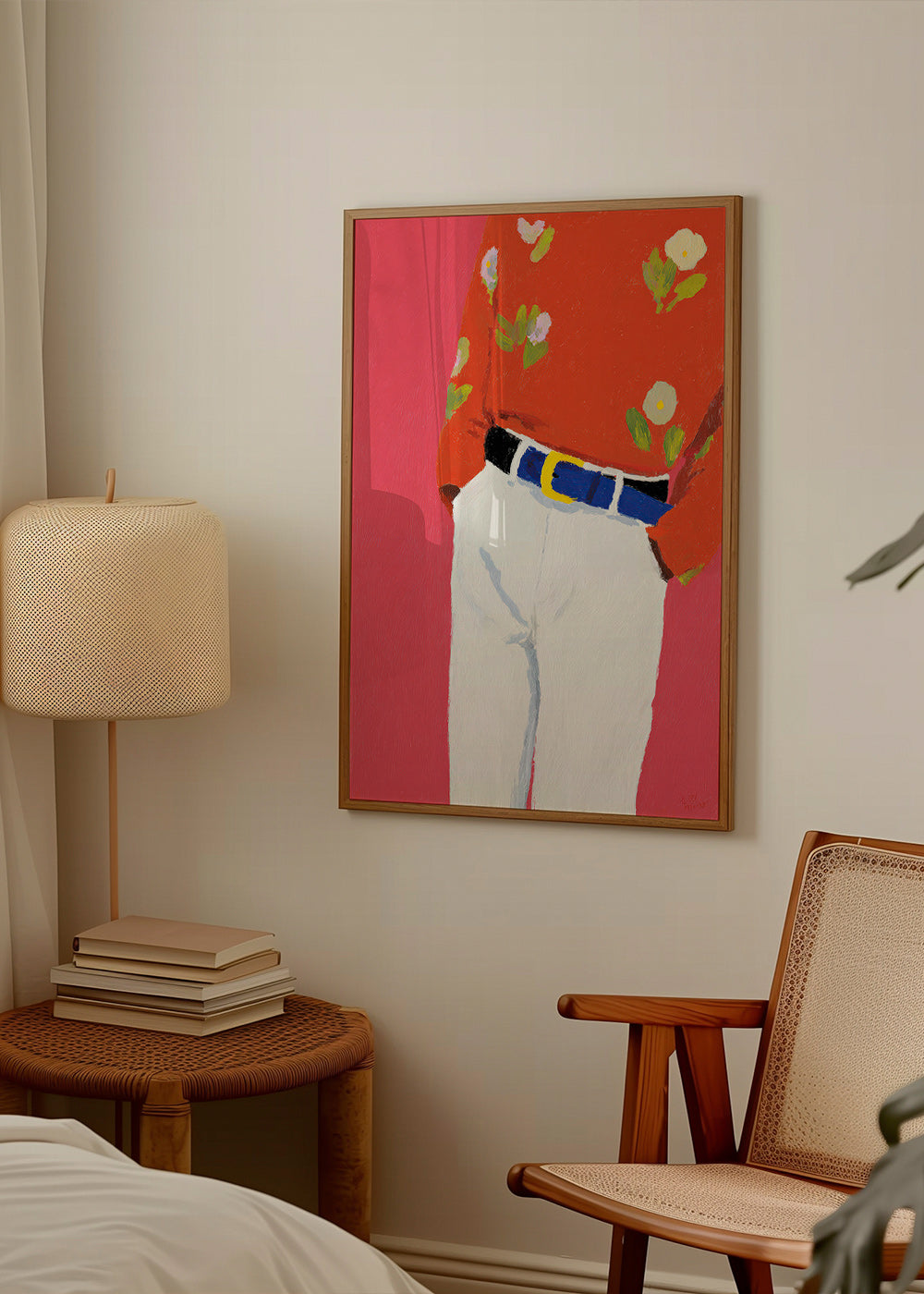 Illustrazione torso con camicia floreale su sfondo rosa