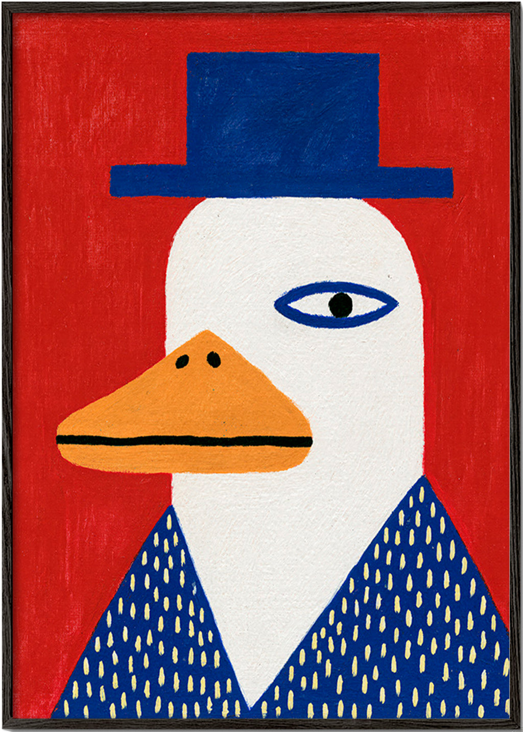 Anatra con cappello blu