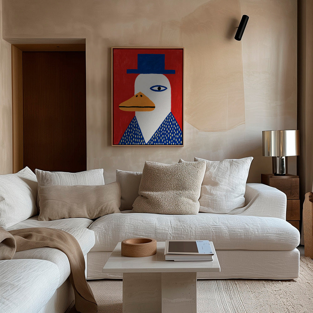 Anatra con cappello blu