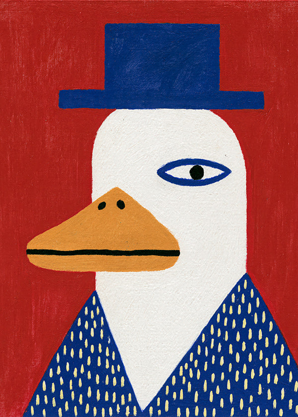 Anatra con cappello blu